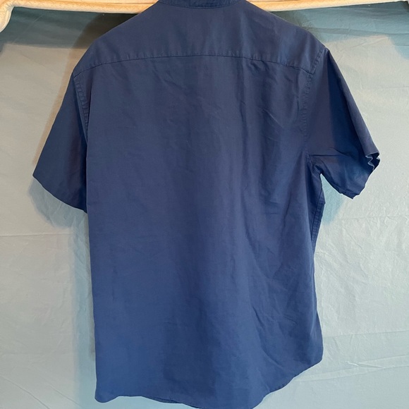 Mens XL SLIM FIT BLUE BUTTON UP SHORT SLEEVED SHIRT RVCA - Picture 4 of 5